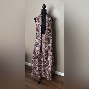 Handmade vintage lehenga & dupatta brocade maxi skirt and scarf purple gold